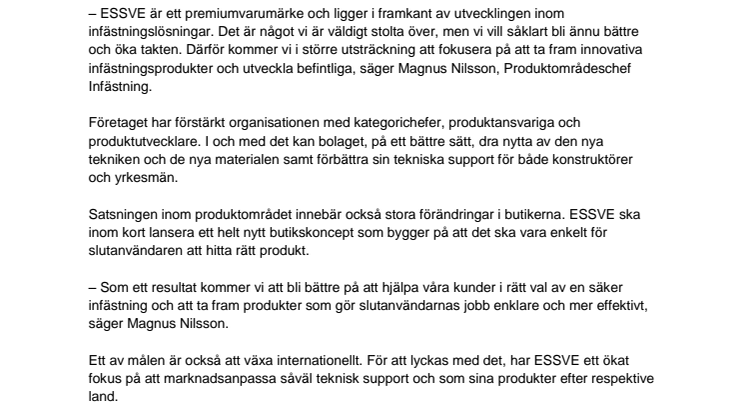 ESSVE storsatsar på infästningar