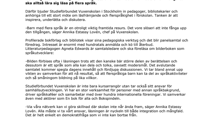Inspirationsträff om flerspråkighet i förskolan