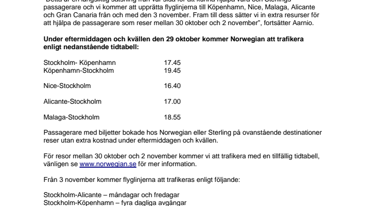Norwegian upprättar nya flyglinjer från Stockholm 