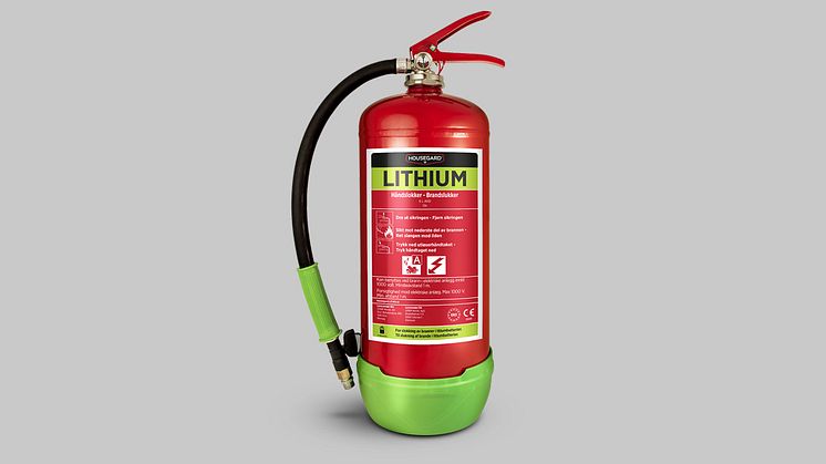 AVD-brandsläckare, en typ av släckare särskilt framtagen för att klara bränder i litiumjonbatterier.