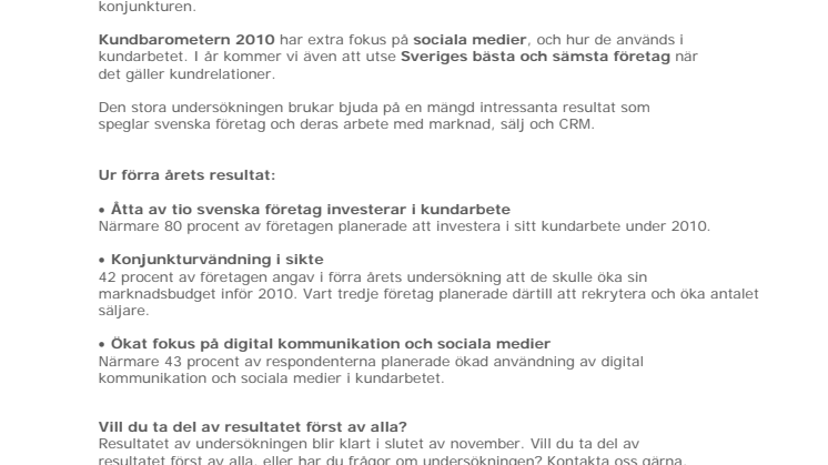 Kundbarometern 2010 – en konjunkturindikator