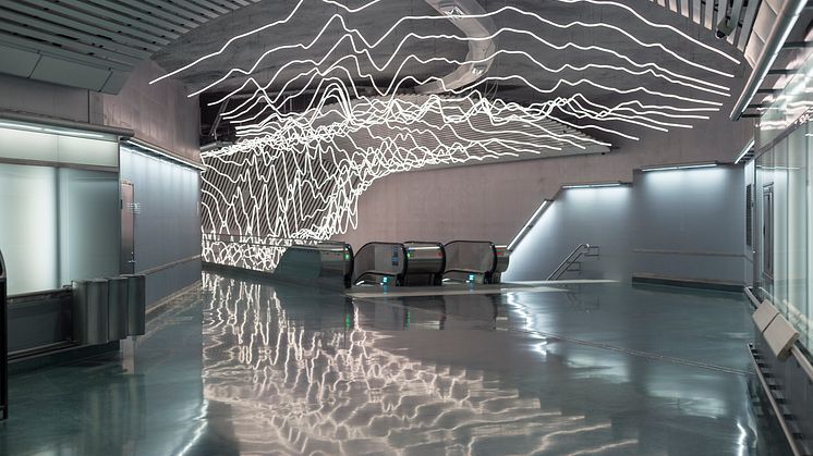David Svenssons konstverk Life Line, Odenplans nya station. 