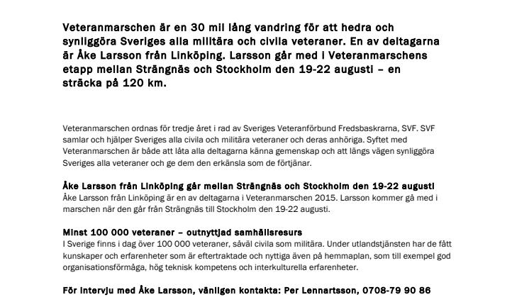 Linköpingsbo går med i Veteranmarschen