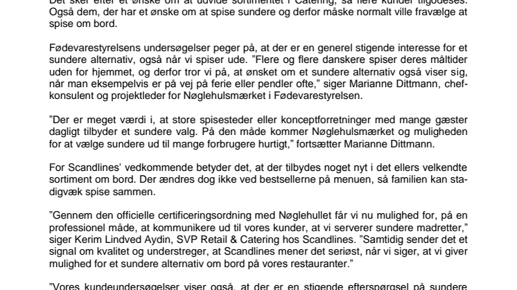 Scandlines med Nøglehul på menukortet