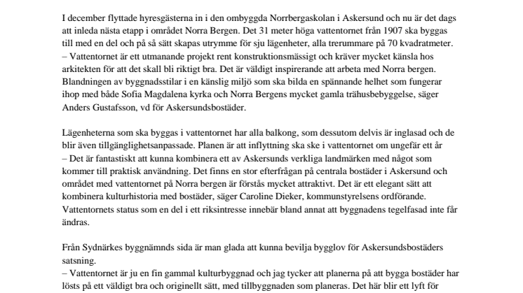 Klart med bygglov för bostäder i vattentornet