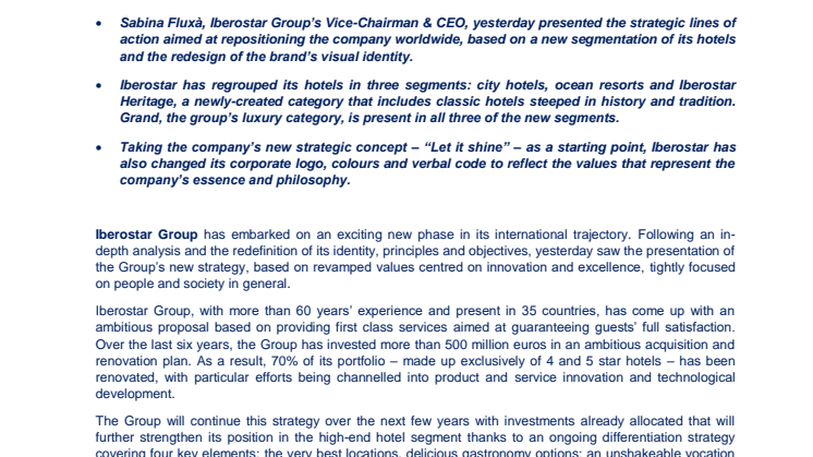 Iberostar Group presenterar ny strategi för kommande år