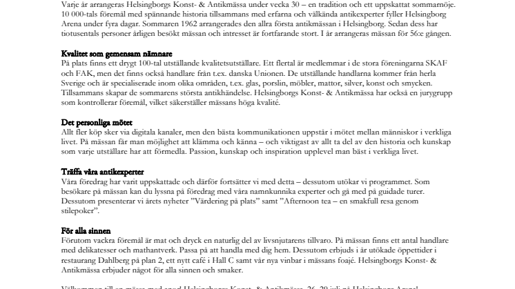 Helsingborgs Konst- & Antikmässa - Sommarens stora antikhändelse