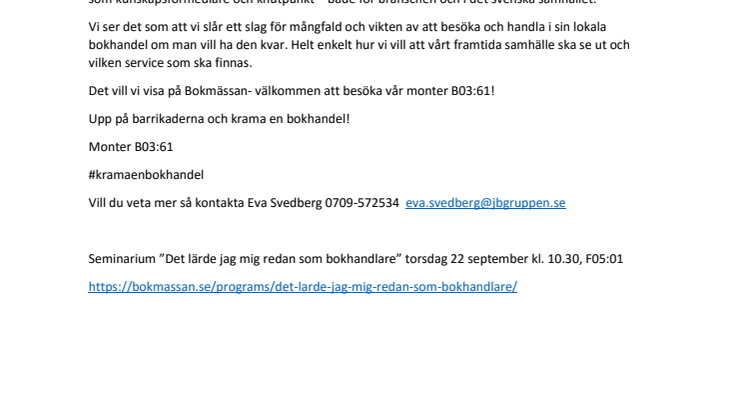 Den lokala bokhandeln synlig på Bokmässan!