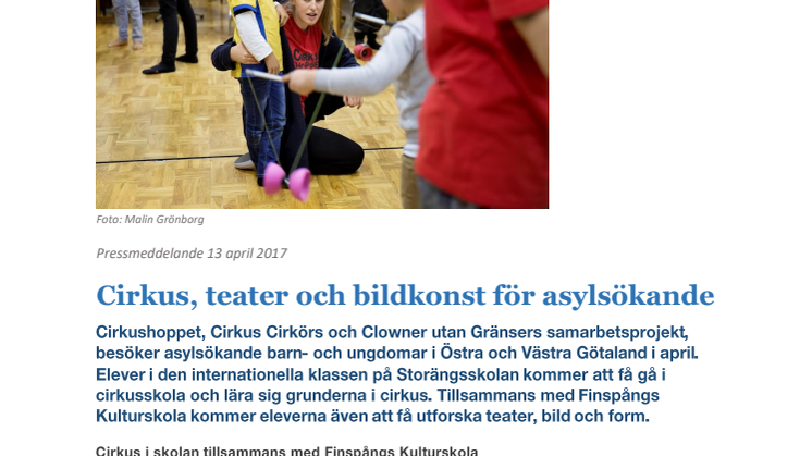 Cirkus, teater och bildkonst för asylsökande