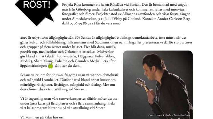 Sensus är aktiv partner på Göteborgs kulturkalas för fjärde året i rad.