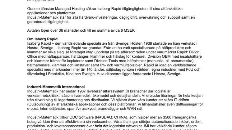 Isaberg Rapid tecknar avtal med Industri-Matematik