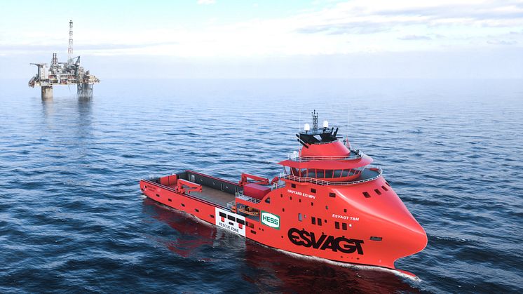 Det nye ESVAGT-skib vil kunne løfte flere opgaver for Hess på Syd Arne-feltet.