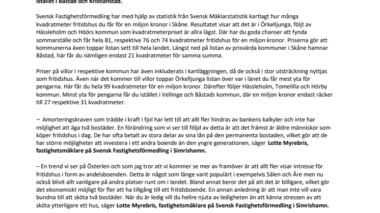 Ny kartläggning visar: Här får du mest fritidshus för pengarna i Skåne