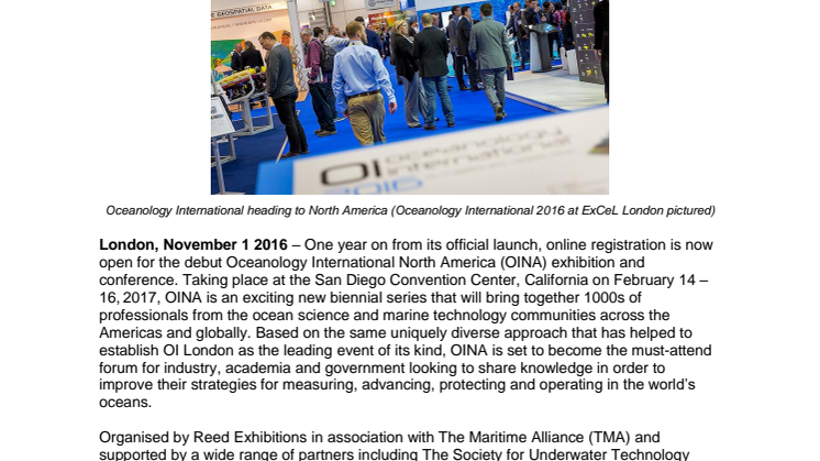 OINA 2017: Oceanology International North America 2017 Registration Opens