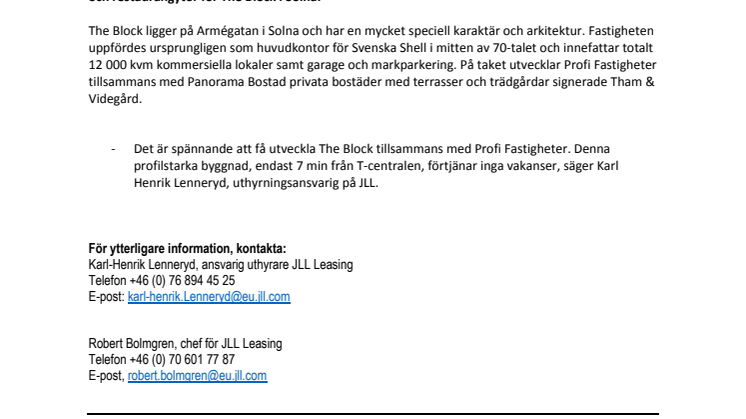 Profi Fastigheter anlitar JLL i uthyrningsuppdrag 