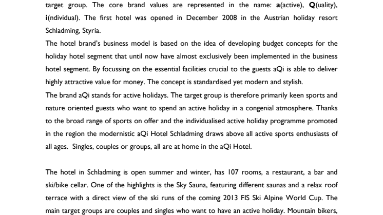 aQi – an innovative hotel concept with an unusual name 