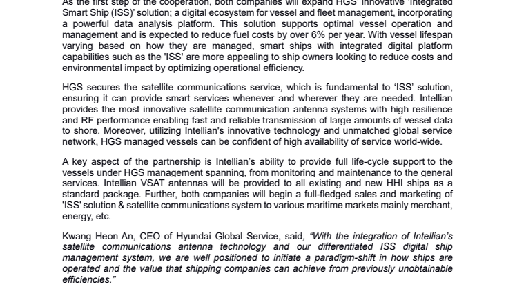 Hyundai Global Service and Intellian sign strategic partnership in satellite communications