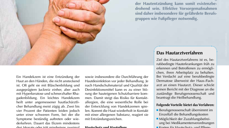 Das chronische Handekzem: Handschutz und Pflege schützen vor Berufsunfähigkeit