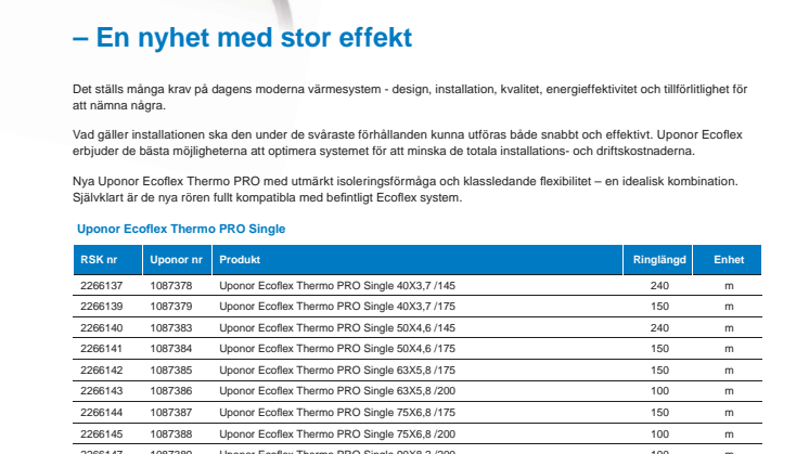 Uponor Ecoflex Thermo PRO