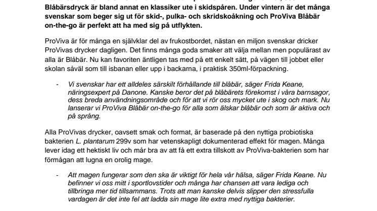 Nykomling, men inget vanligt blåbär – ProVivas smakfavorit nu i on-the-go-flaska