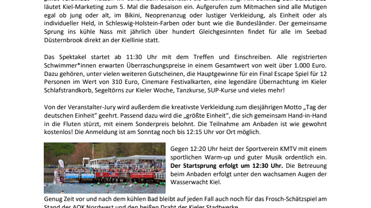 Mut verbindet - gemeinsam Anbaden in Kiel.Sailing.City