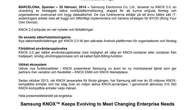 Samsung KNOX fortsätter utvecklas för att möta upp företags förändrade behov