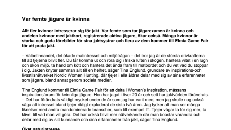 Var femte jägare är kvinna