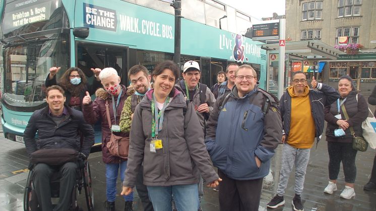 Group by bus stop at Brighton railway station