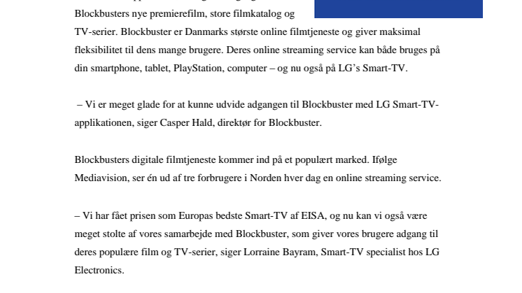 BLOCKBUSTER NU PÅ DIT LG SMART-TV