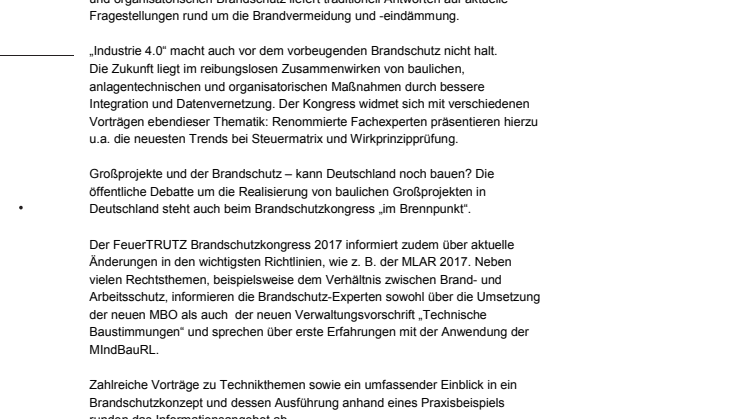 FeuerTRUTZ Brandschutzkongress 2017: Brandschutz 4.0