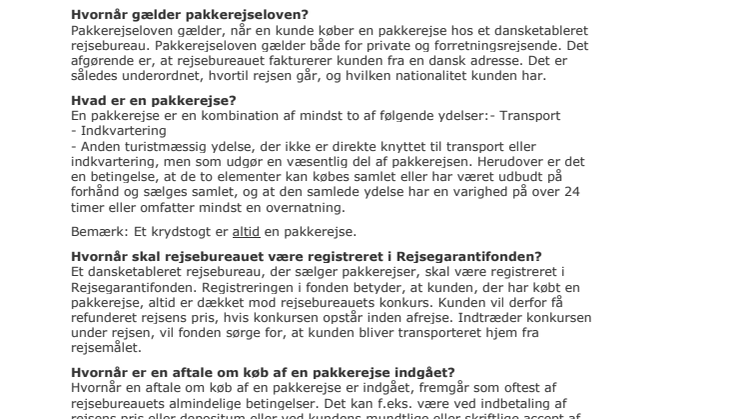 Hvornår gælder pakkerejseloven? 