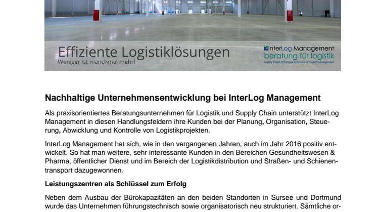 Nachhaltige Unternehmensentwicklung bei InterLog Management