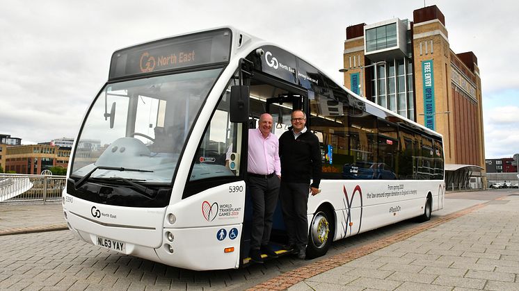 (L-R) Graham Wylie, Chair of the World Transplant Games NewcastleGateshead 2019, with Mark Ellis, Development Manager at Go North East