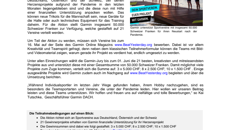 PM Garmin Aktion Vereinsförderung