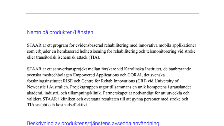 STAAR informationsblad