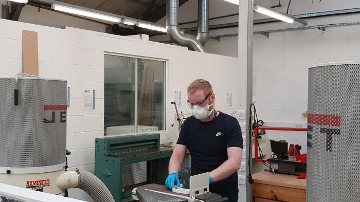 Northumbria lab technicians 3D printing PPE components