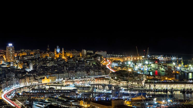 Night view of Genoa Port