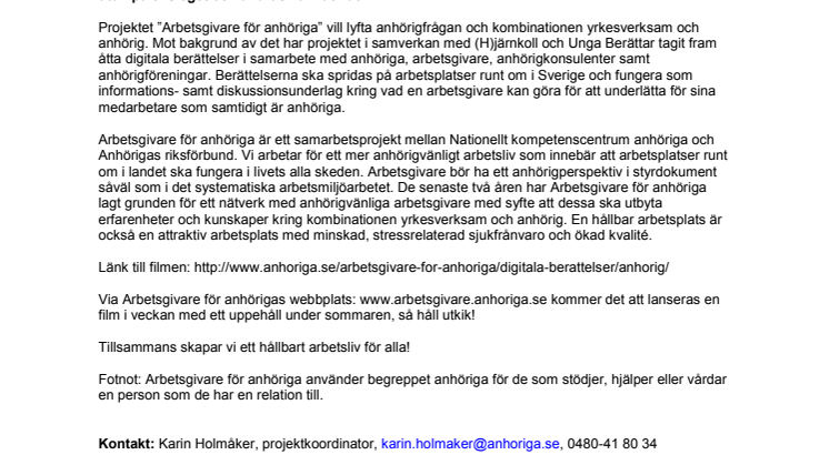 "Anhörig?" - åttonde och sista filmen i vår digitala berättelseserie: "En (o)möjlig kombination?"