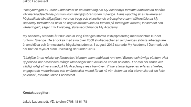 My Academy rekryterar VD från utbildningsbranschen