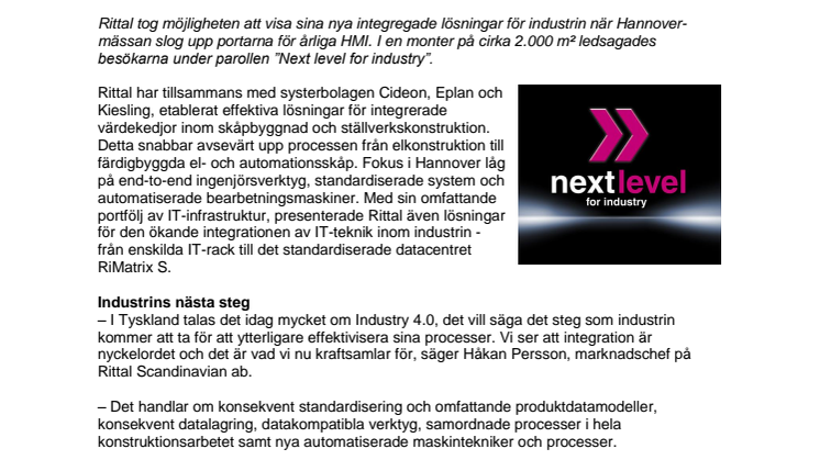 Rittal sparar kundernas tid