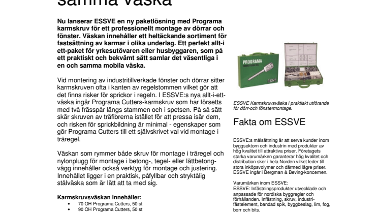 Allt för dörr- och fönstermontering i en och samma väska