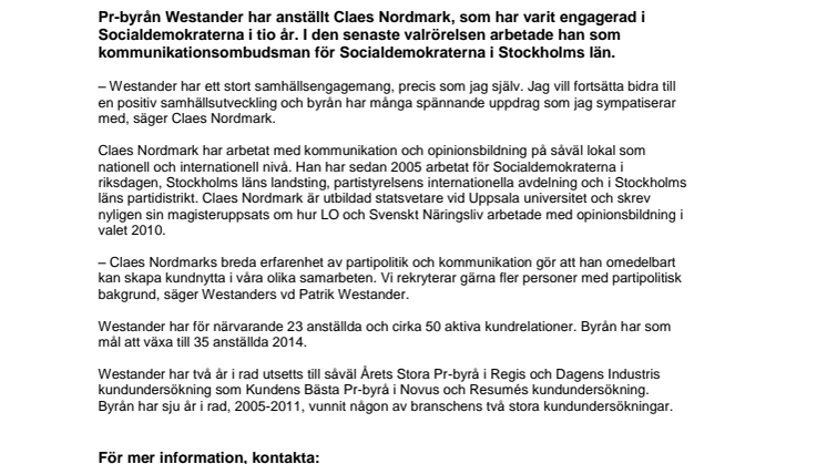 Westander värvar från Socialdemokraterna