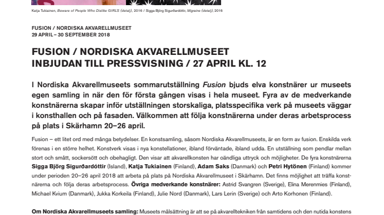 Fusion på Nordiska Akvarellmuseet  / Pressvisning 27 april