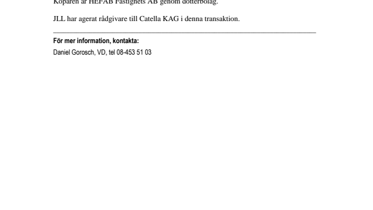 Catella KAG säljer Bravida huset på Telefonplan