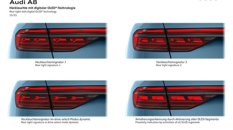 Audi A8 OLED-baglygter