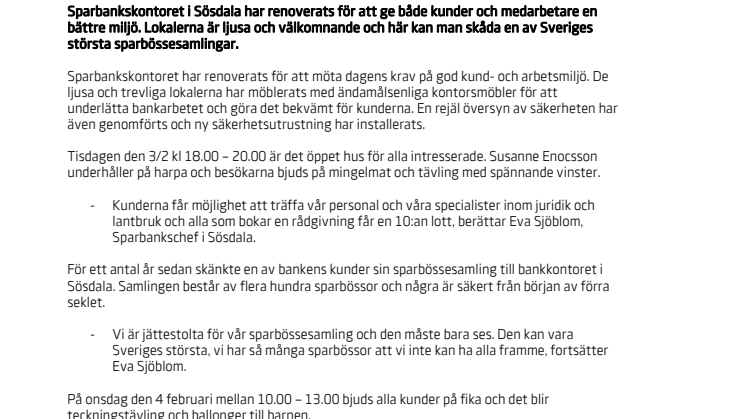 Sparbankens kontor i Sösdala i ny kostym