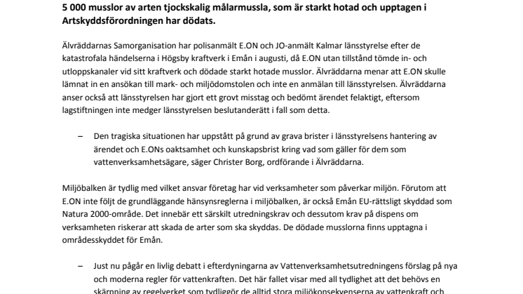 E.ON anmäls för artskyddsbrott