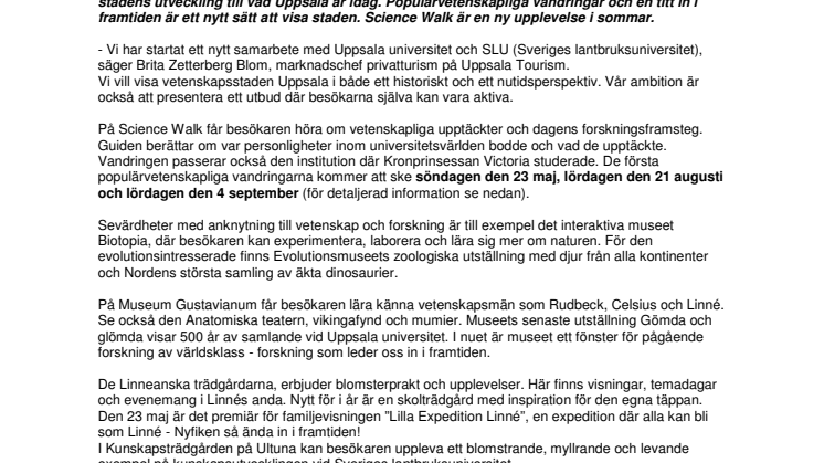 Följ med på den första vetenskapsvandringen – Science Walk!  I Uppsala den 23 maj på Linnés födelsedag