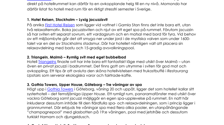 Svenska hotellrum med egen spa-upplevelse