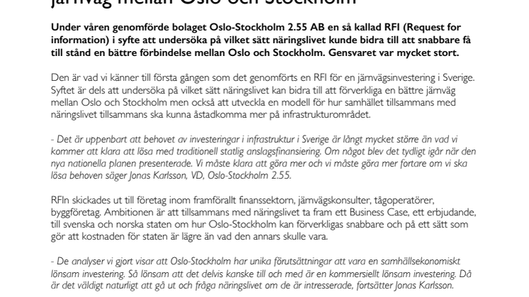 16 företag från 9 länder diskuterar järnväg till Oslo